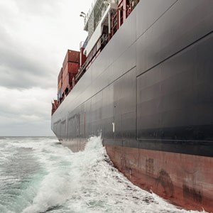 A container ship at sea.